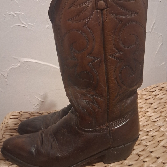 Vintage Leather Mens Brown Cowboy Boots Weatern Rodeo 9 - Picture 3 of 7